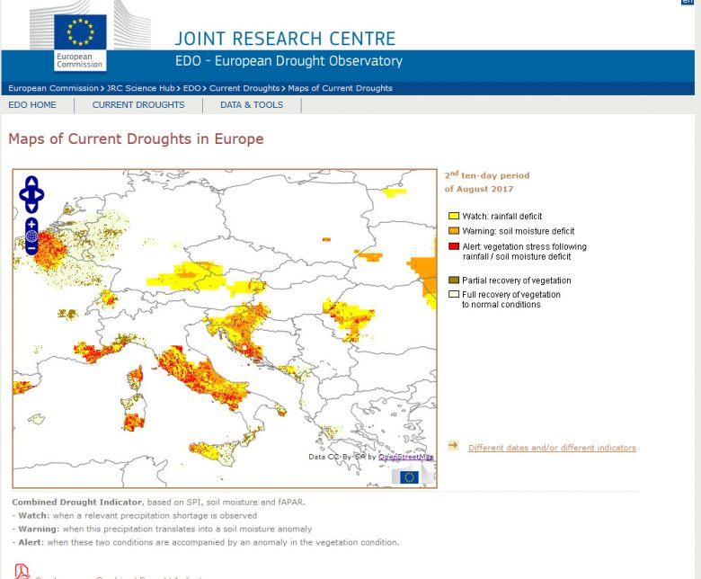 drought observatory website europe